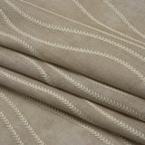 Embroidered Linen-Look Polyester Drapery Woven - Otter Leafy Wavy Lines and Watercolor Texture - British Imported