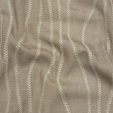 Embroidered Linen-Look Polyester Drapery Woven - Otter Leafy Wavy Lines and Watercolor Texture - British Imported