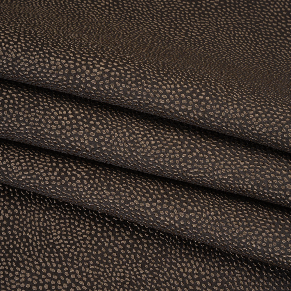 Recycled Polyester Jacquard - Chocolate Little All-Over Spots - British Imported