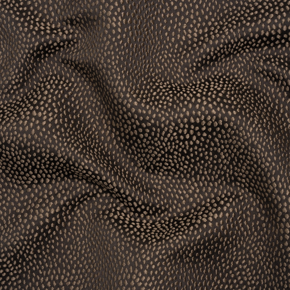 Recycled Polyester Jacquard - Chocolate Little All-Over Spots - British Imported