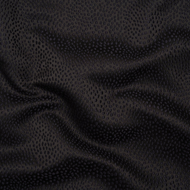 Recycled Polyester Jacquard - Ebony Little All-Over Spots - British Imported