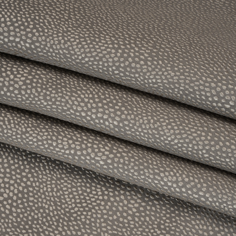 Recycled Polyester Jacquard - Fog Little All-Over Spots - British Imported