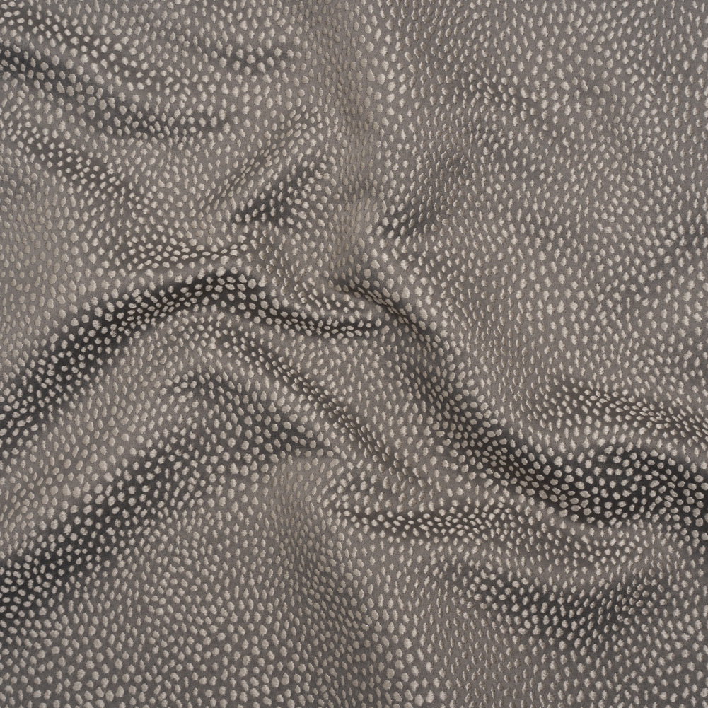 Recycled Polyester Jacquard - Fog Little All-Over Spots - British Imported