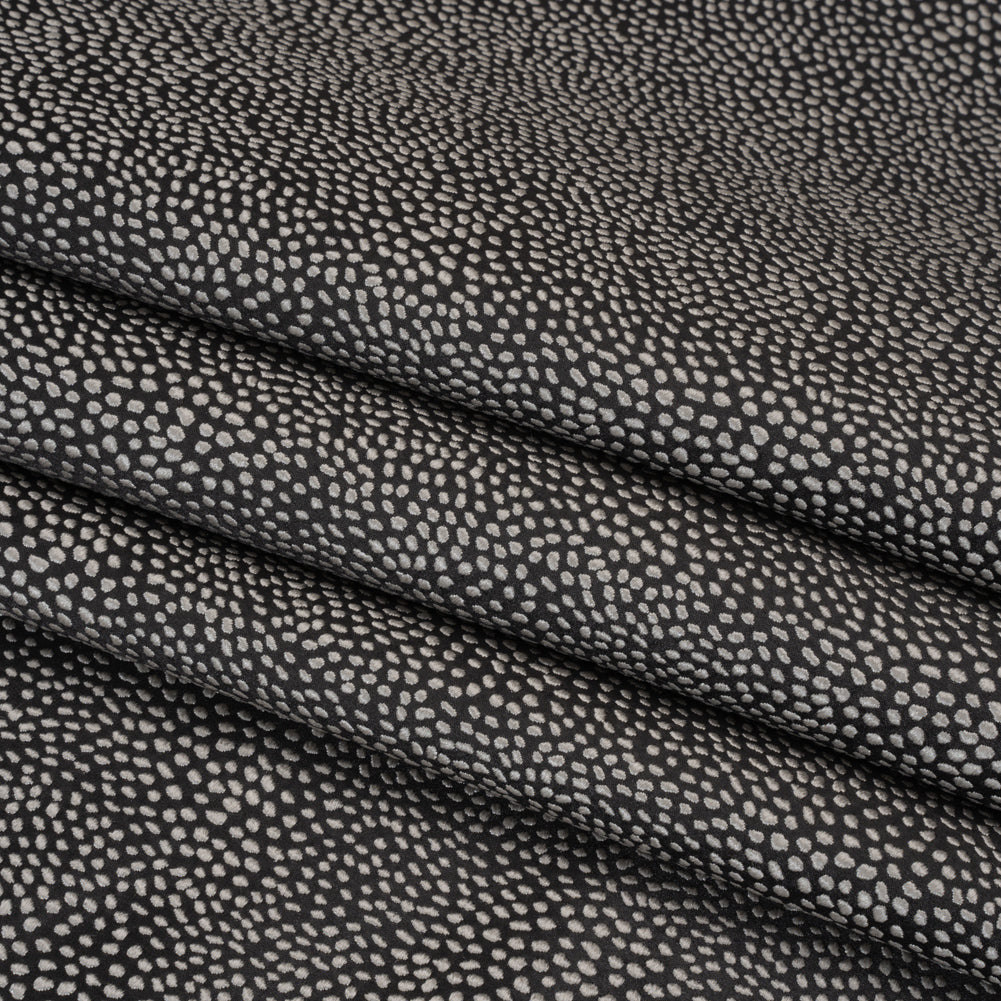 Recycled Polyester Jacquard - Grey Little All-Over Spots - British Imported