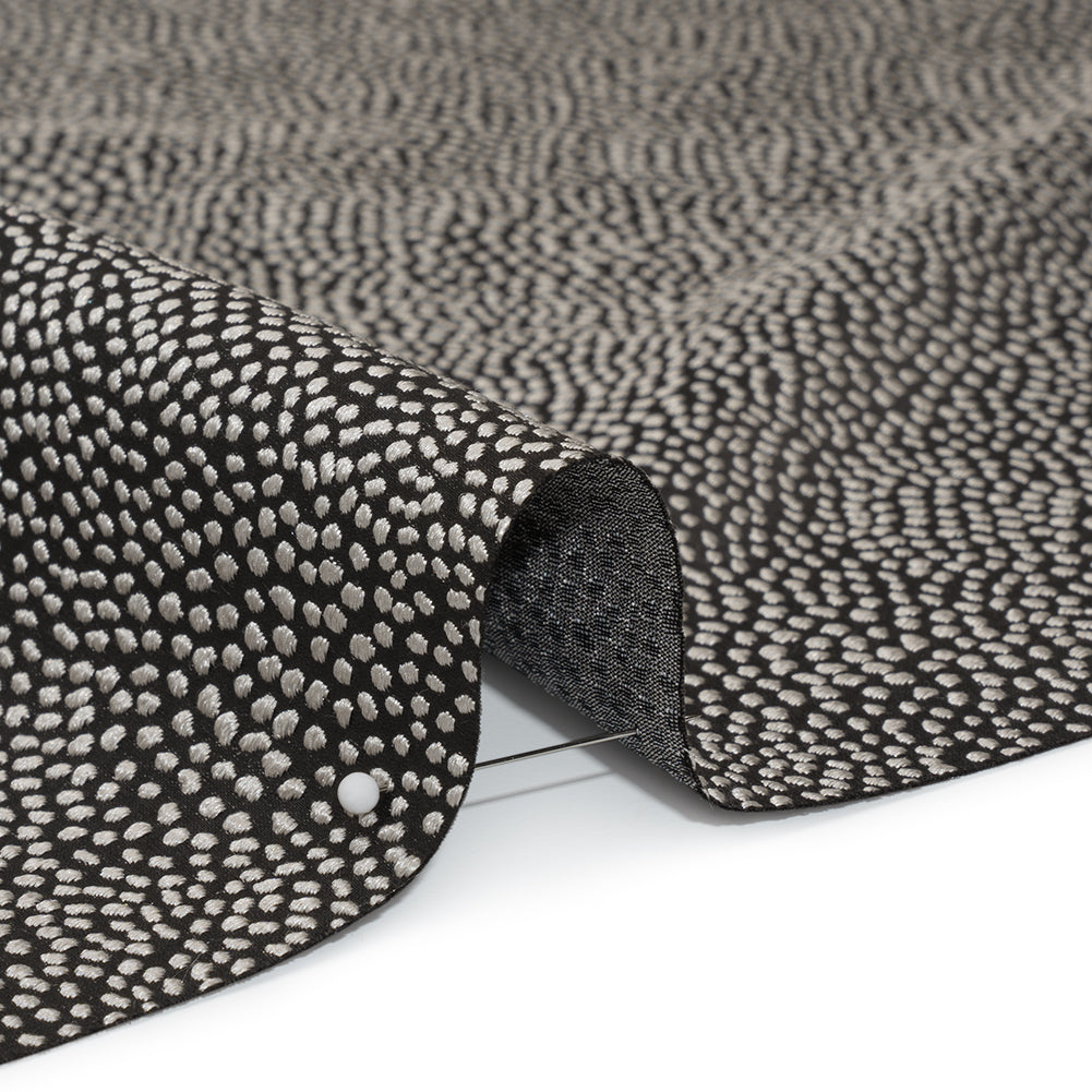 Recycled Polyester Jacquard - Grey Little All-Over Spots - British Imported