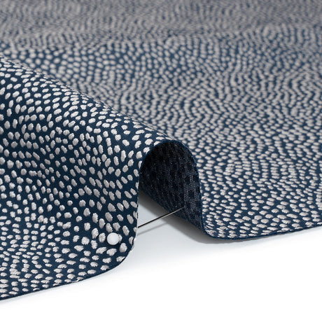 Recycled Polyester Jacquard - Indigo Little All-Over Spots - British Imported
