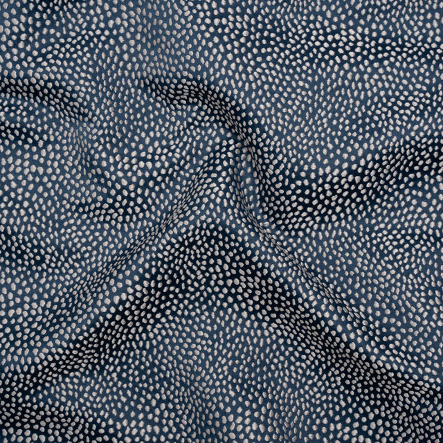 Recycled Polyester Jacquard - Indigo Little All-Over Spots - British Imported