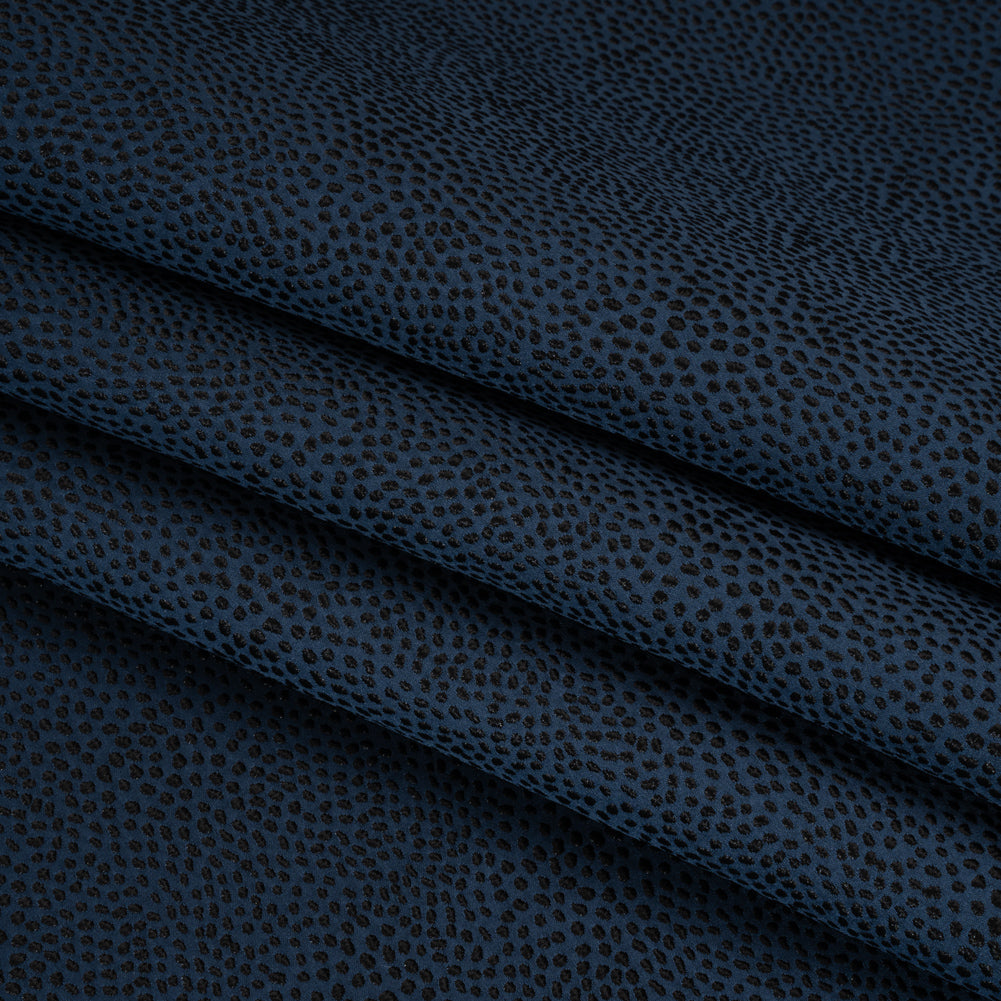 Recycled Polyester Jacquard - Midnight Little All-Over Spots - British Imported