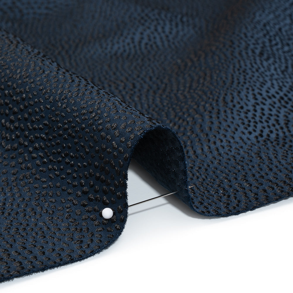 Recycled Polyester Jacquard - Midnight Little All-Over Spots - British Imported
