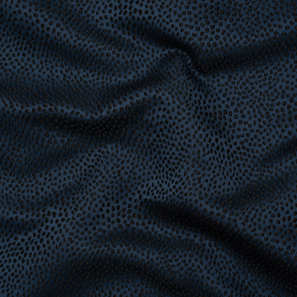 Recycled Polyester Jacquard - Midnight Little All-Over Spots - British Imported