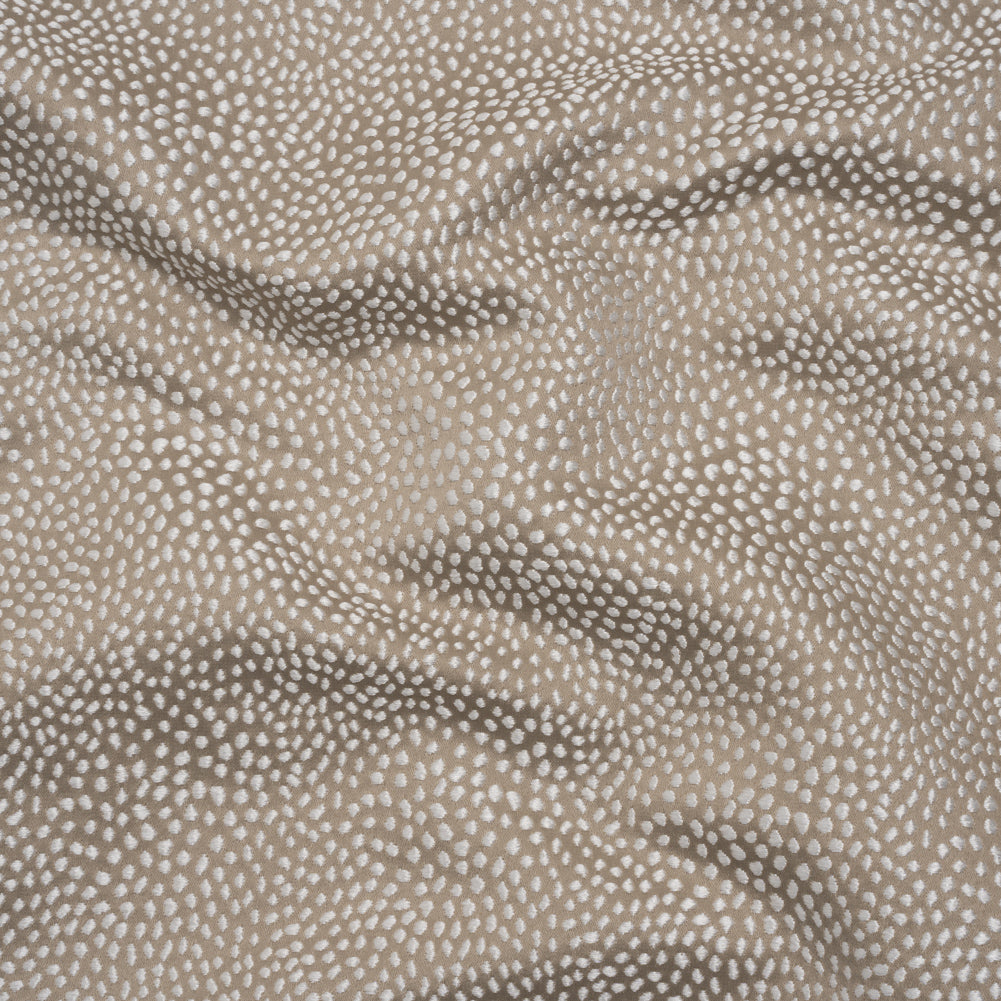 Recycled Polyester Jacquard - Nougat Little All-Over Spots - British Imported