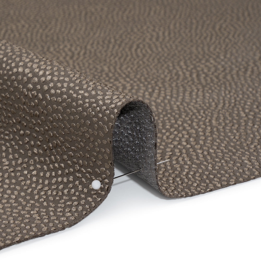 Recycled Polyester Jacquard - Otter Little All-Over Spots - British Imported