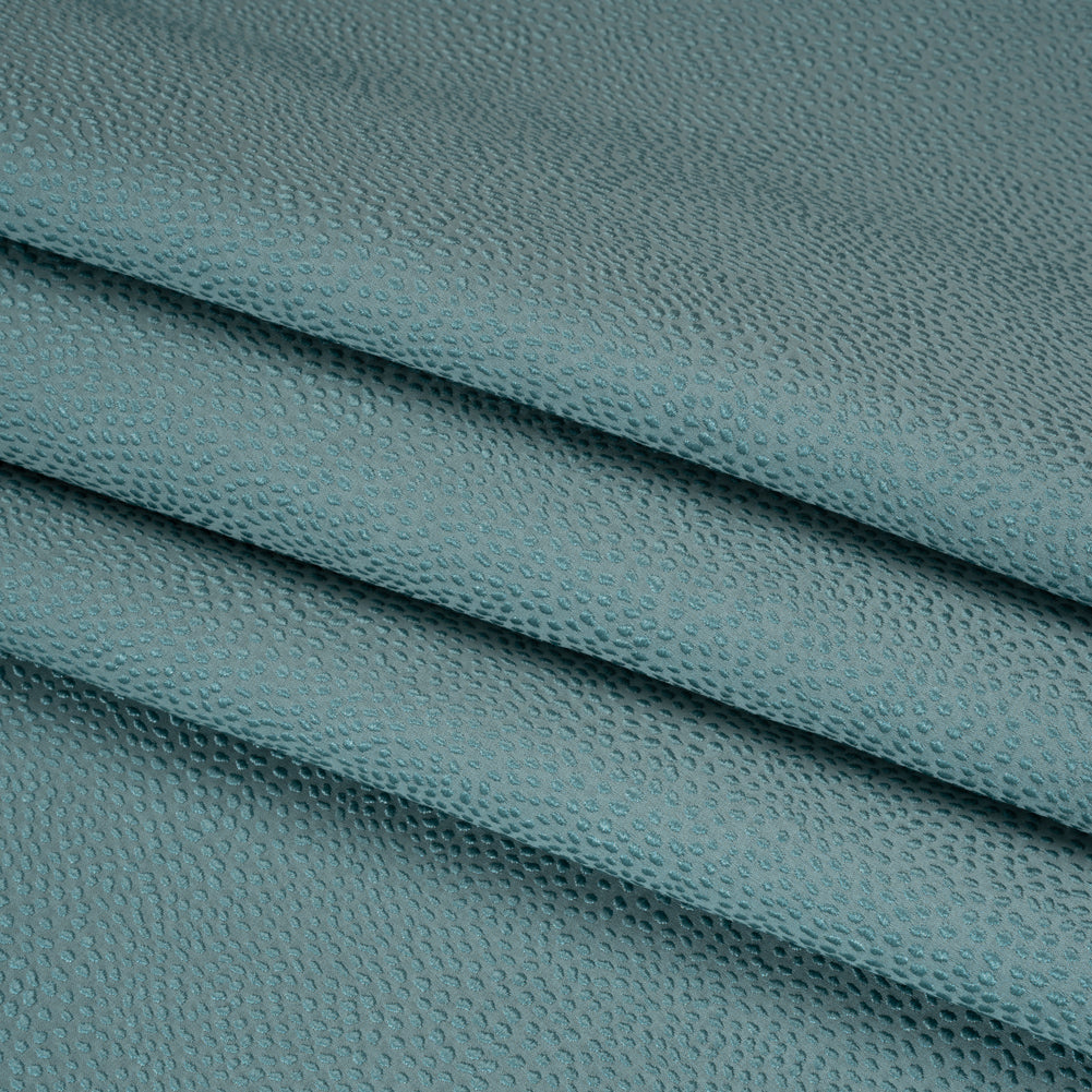 Recycled Polyester Jacquard - Teal Little All-Over Spots - British Imported