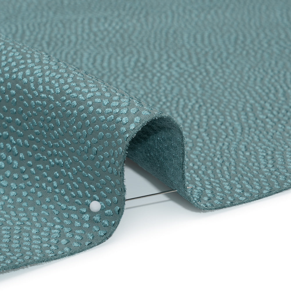 Recycled Polyester Jacquard - Teal Little All-Over Spots - British Imported
