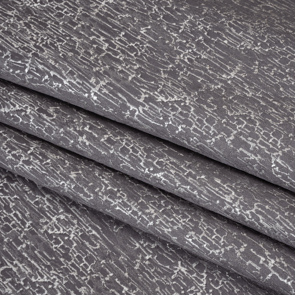 Satin-Face Jacquard - Graphite Crackle - British Imported