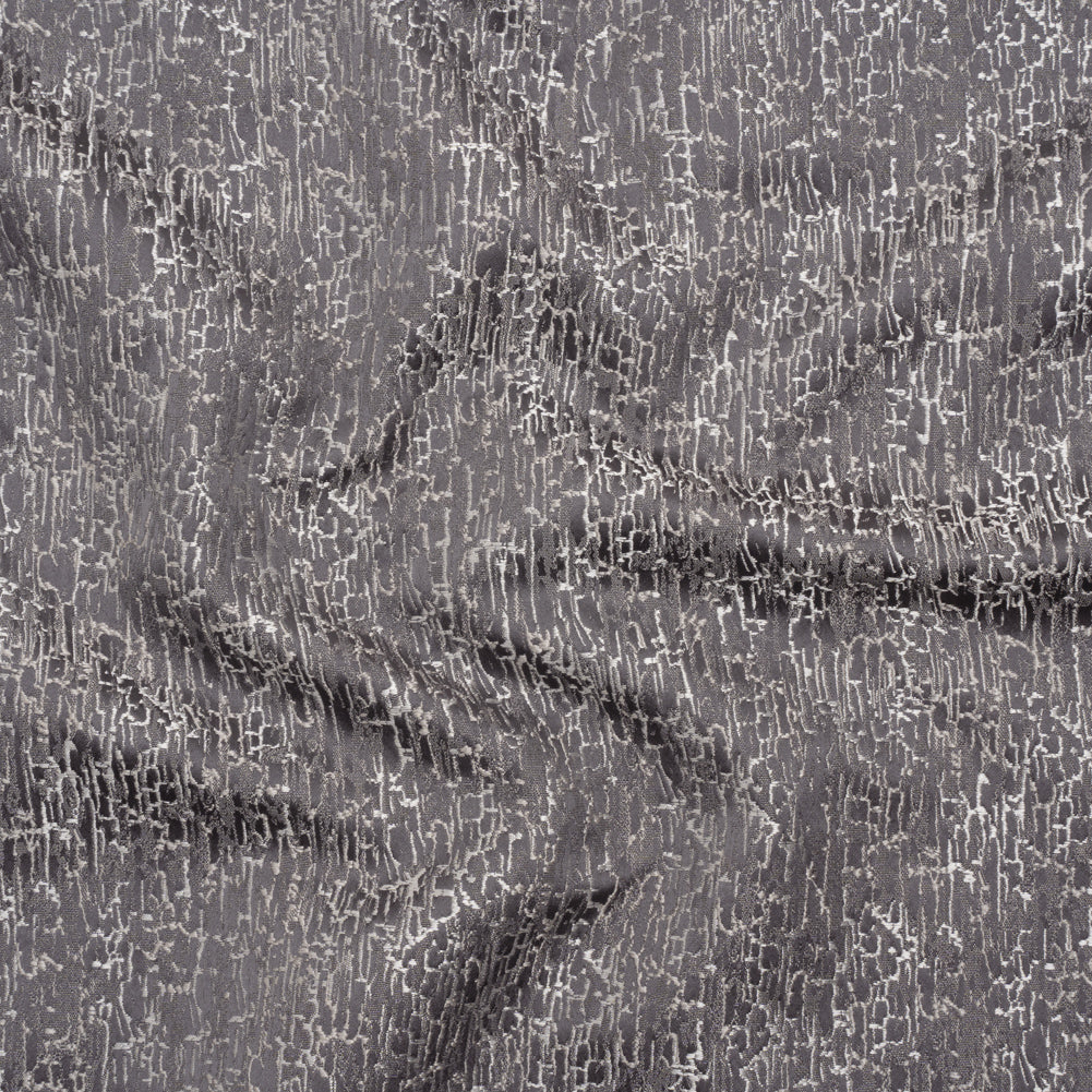 Satin-Face Jacquard - Graphite Crackle - British Imported