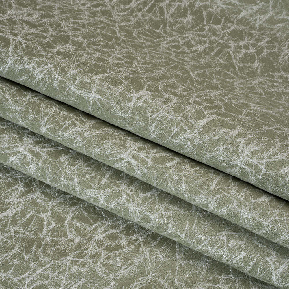 Satin-Faced Jacquard - Sage Cracked - British Imported)