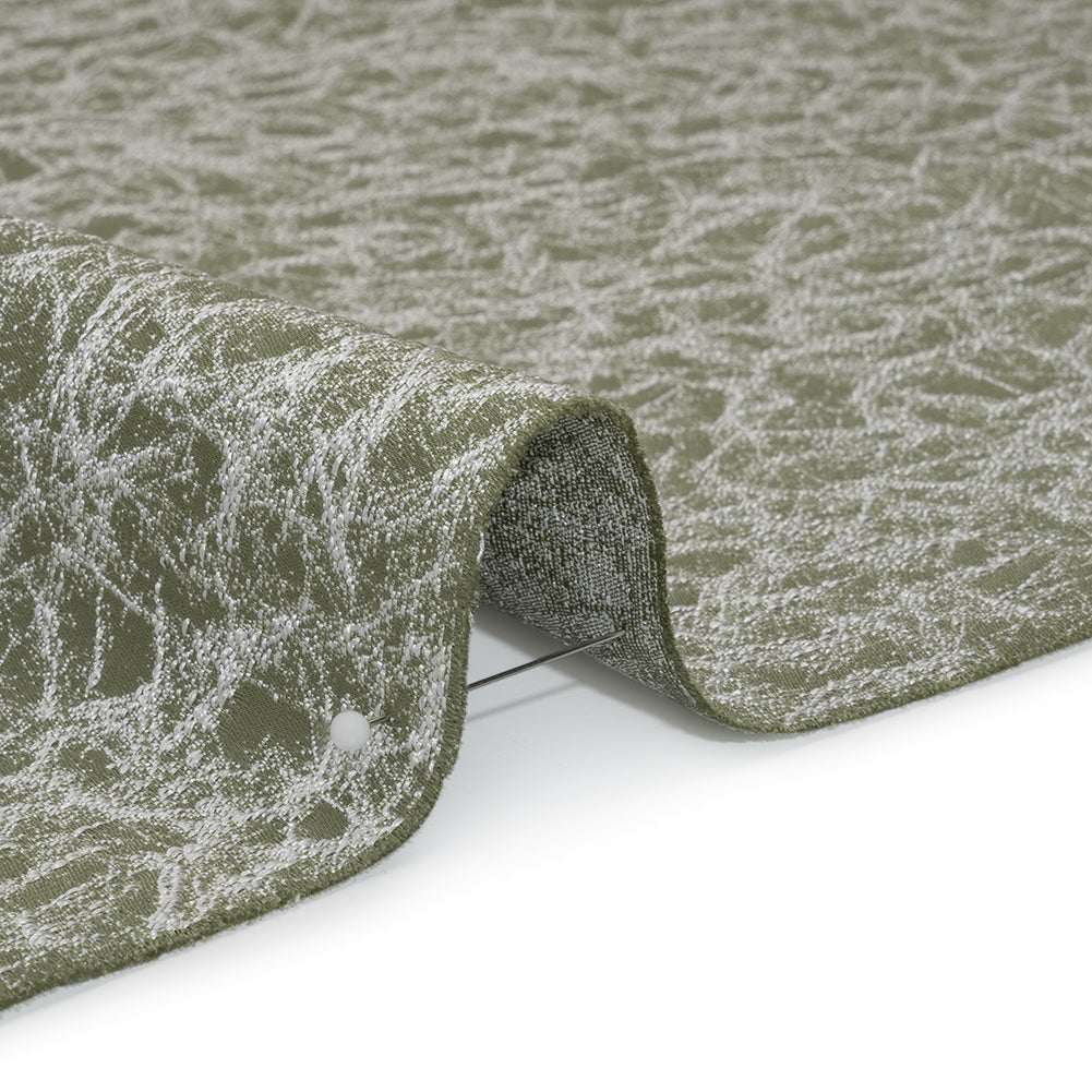 Satin-Faced Jacquard - Sage Cracked - British Imported)