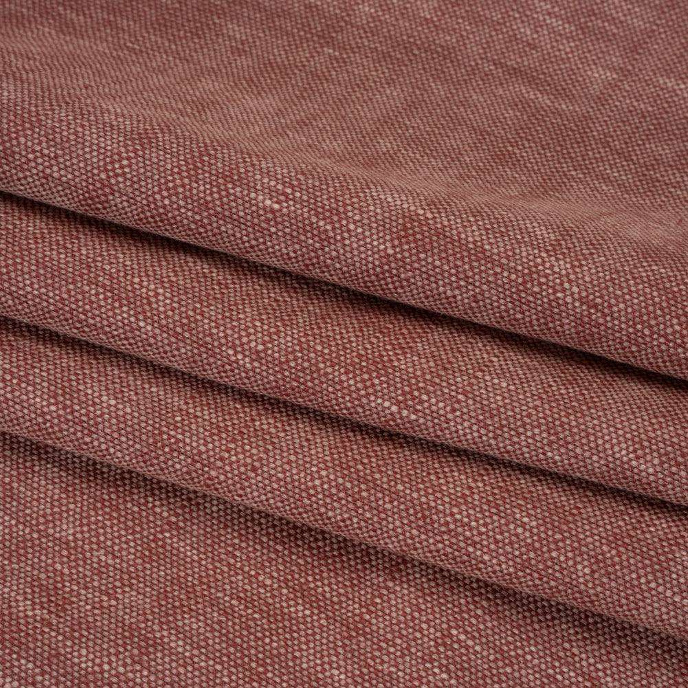 Linen Look Recycled Polyester and Cotton Woven - Berry - British Imported
