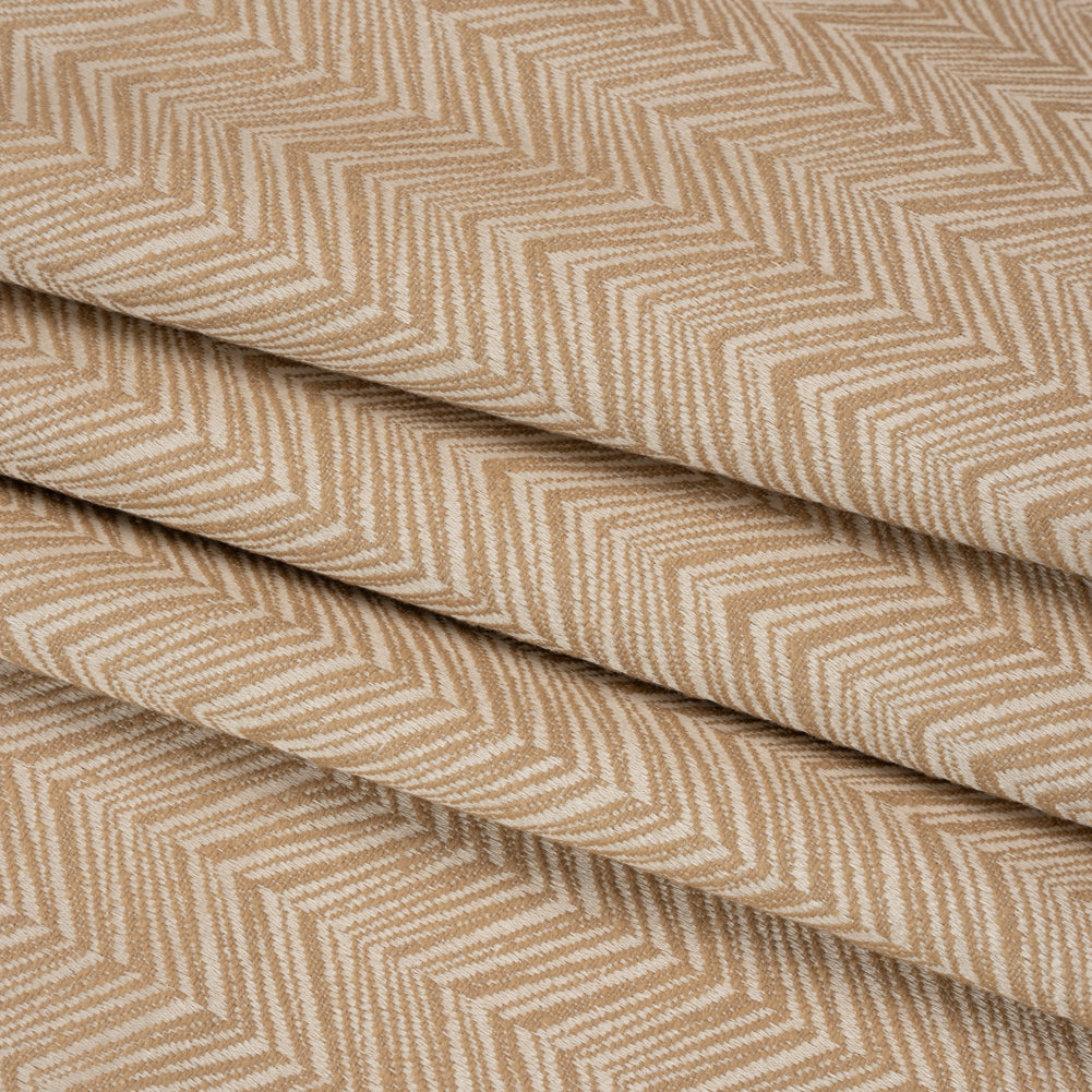 Herringbone Chevrons Recycled Polyester and Cotton Drapery Jacquard - Sepia - British Imported