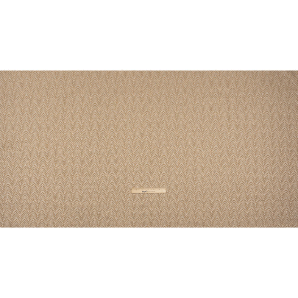 Herringbone Chevrons Recycled Polyester and Cotton Drapery Jacquard - Sepia - British Imported