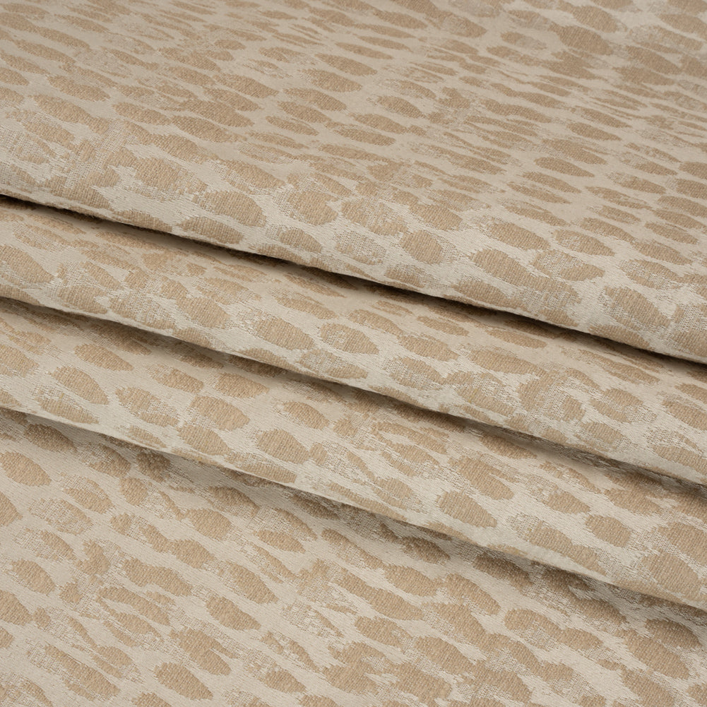 Rows of Spots Recycled Polyester and Cotton Drapery Jacquard - Flax - British Imported