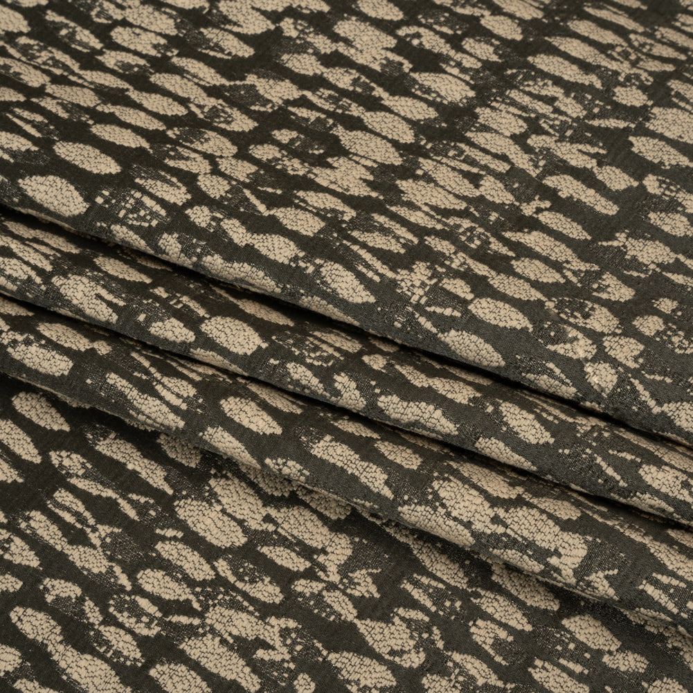 Rows of Spots Recycled Polyester and Cotton Drapery Jacquard - Noir - British Imported