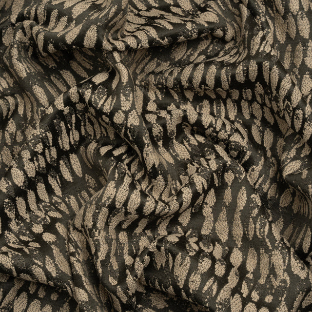 Rows of Spots Recycled Polyester and Cotton Drapery Jacquard - Noir - British Imported