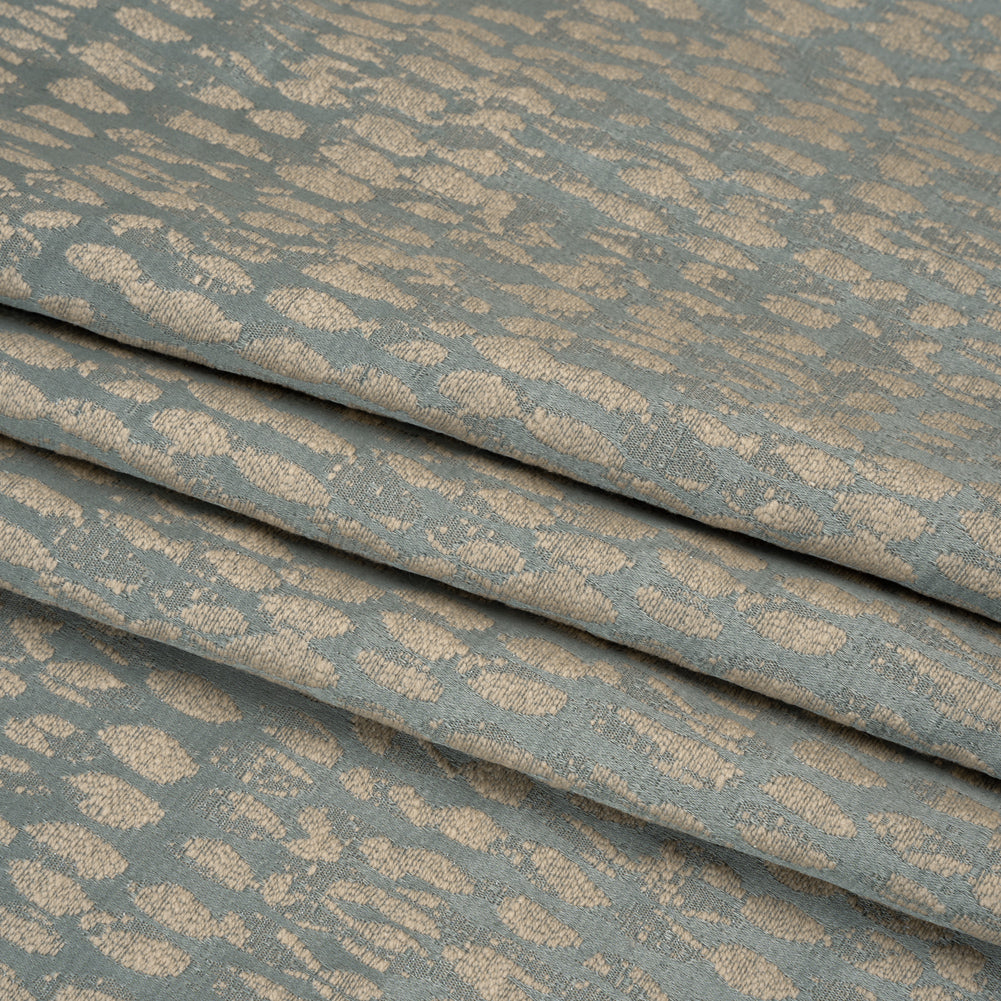 Rows of Spots Recycled Polyester and Cotton Drapery Jacquard - Ocean - British Imported