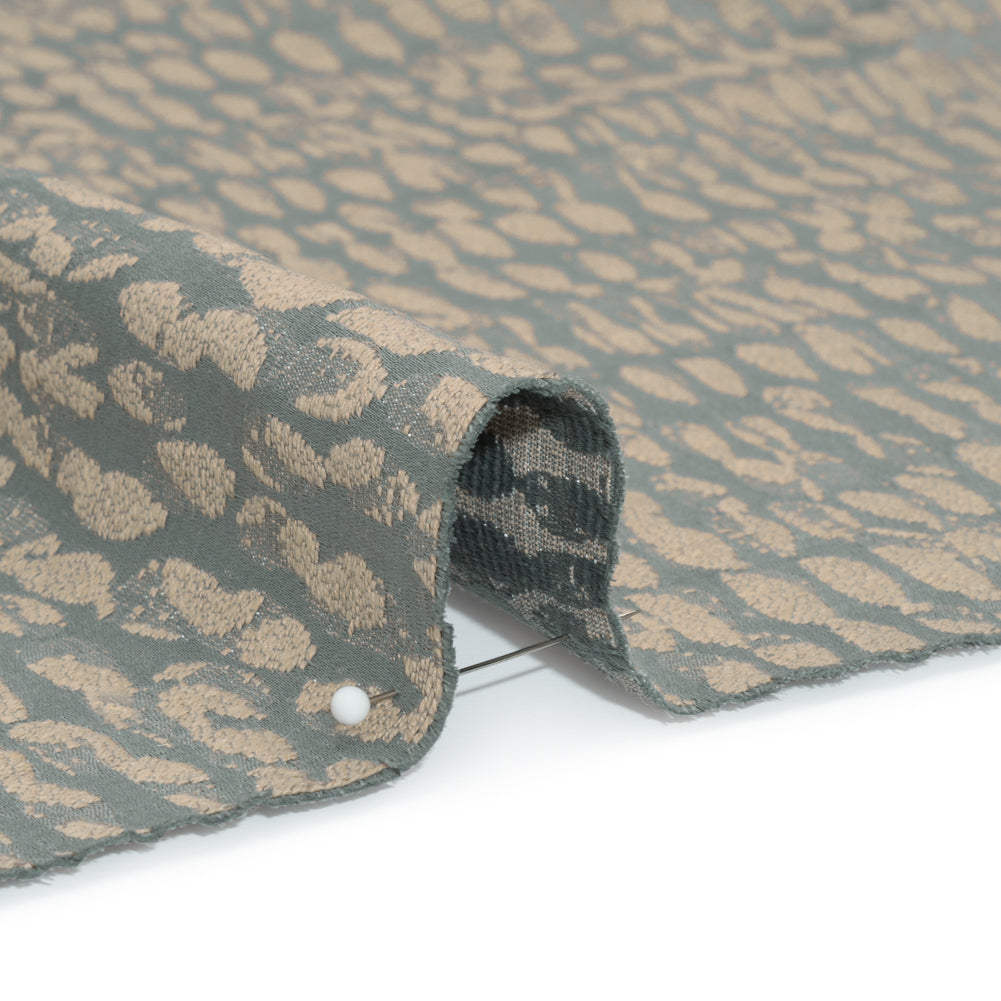 Rows of Spots Recycled Polyester and Cotton Drapery Jacquard - Ocean - British Imported