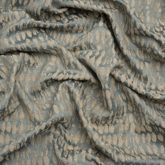 Rows of Spots Recycled Polyester and Cotton Drapery Jacquard - Ocean - British Imported