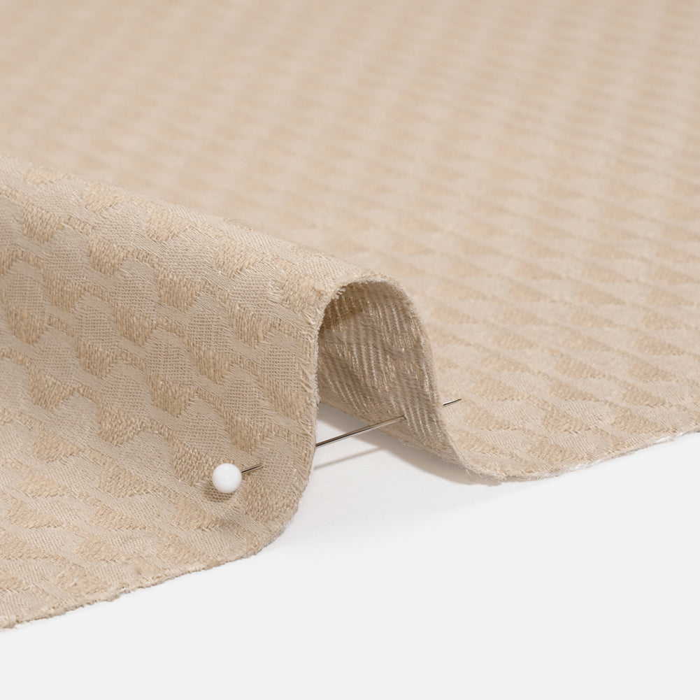 Honeycomb Stripes Recycled Polyester and Cotton Drapery Jacquard - Flax - British Imported