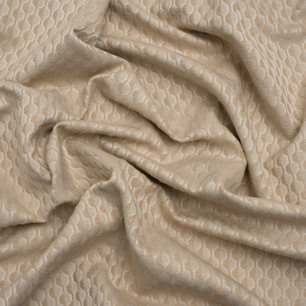 Honeycomb Stripes Recycled Polyester and Cotton Drapery Jacquard - Flax - British Imported