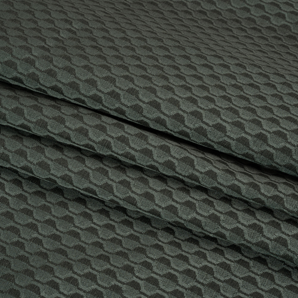 Honeycomb Stripes Recycled Polyester and Cotton Drapery Jacquard - Marine - British Imported
