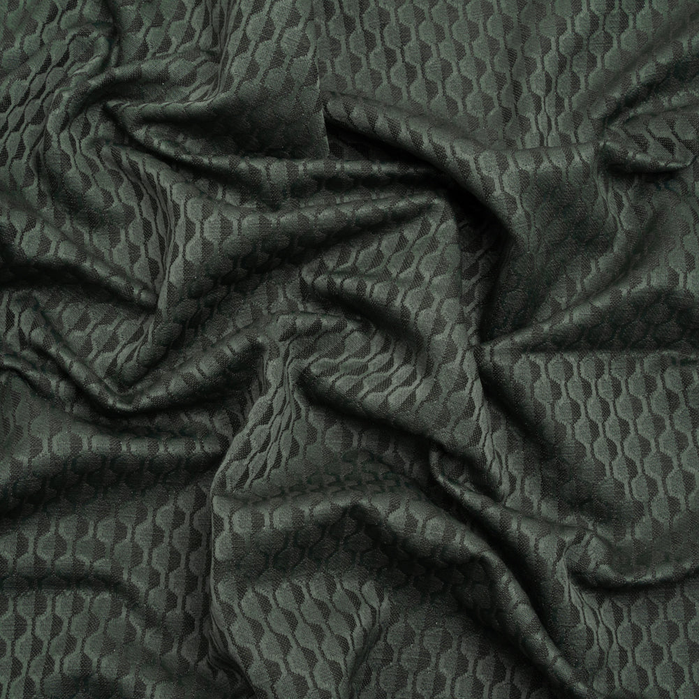 Honeycomb Stripes Recycled Polyester and Cotton Drapery Jacquard - Marine - British Imported