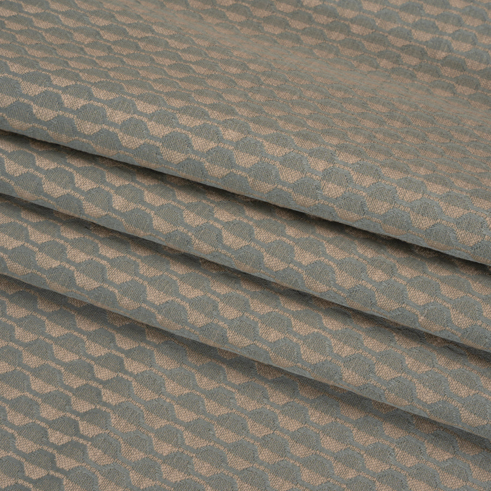 Honeycomb Stripes Recycled Polyester and Cotton Drapery Jacquard - Mineral - British Imported