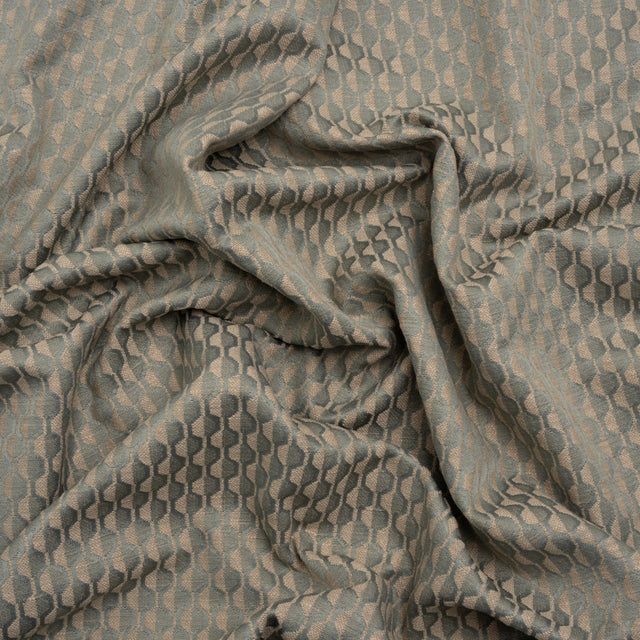 Honeycomb Stripes Recycled Polyester and Cotton Drapery Jacquard - Mineral - British Imported