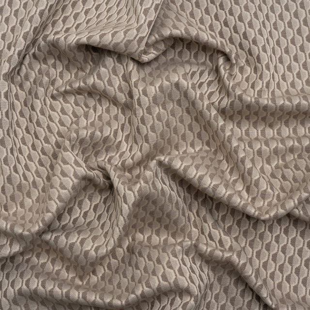 Honeycomb Stripes Recycled Polyester and Cotton Drapery Jacquard - Porcini - British Imported