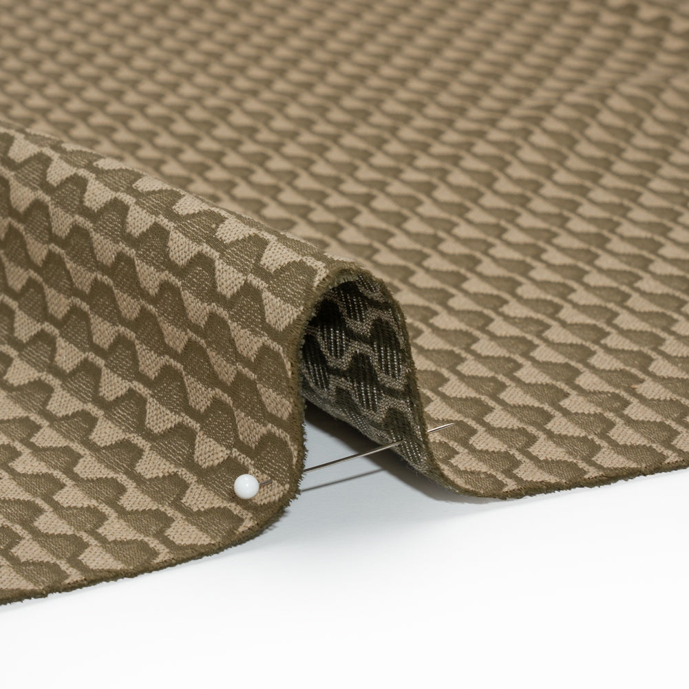 Honeycomb Stripes Recycled Polyester and Cotton Drapery Jacquard - Taupe - British Imported