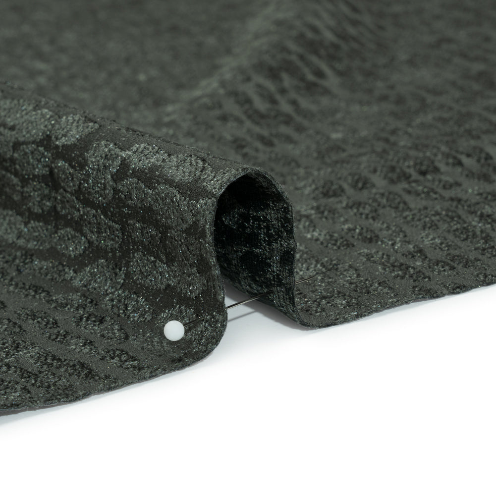 Rows of Spots Recycled Polyester Chenille Drapery Jacquard - Marine - British Imported