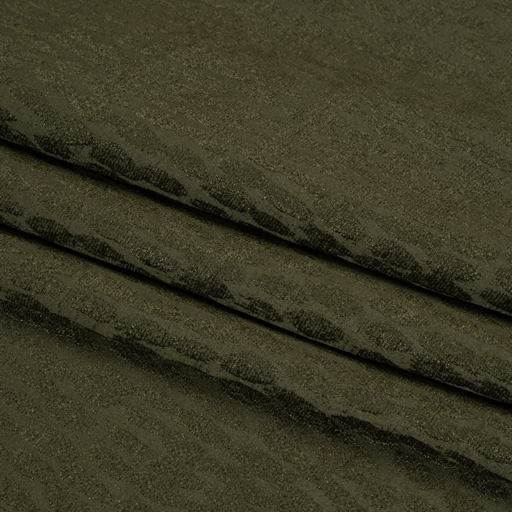 Rows of Spots Recycled Polyester Chenille Drapery Jacquard - Pine - British Imported