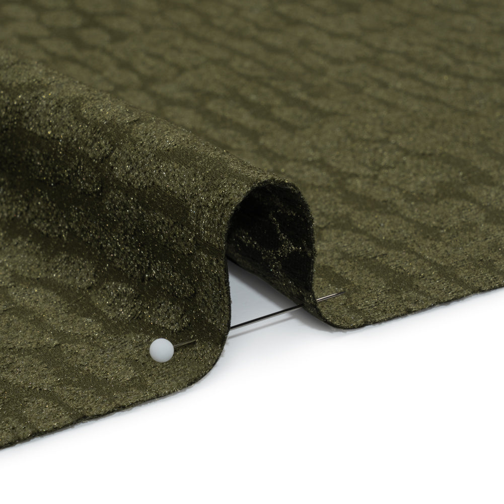 Rows of Spots Recycled Polyester Chenille Drapery Jacquard - Pine - British Imported