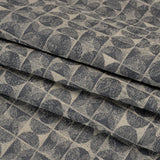 Circles and Slices Recycled Polyester and Cotton Drapery Jacquard - Denim - British Imported