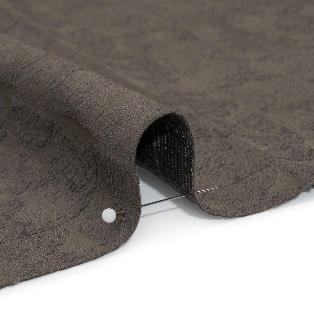 Circles and Slices Recycled Polyester and Cotton Drapery Jacquard - Flint - British Imported