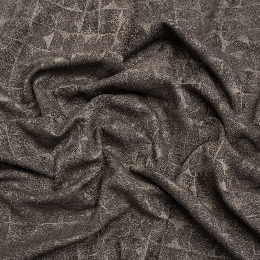 Circles and Slices Recycled Polyester and Cotton Drapery Jacquard - Flint - British Imported