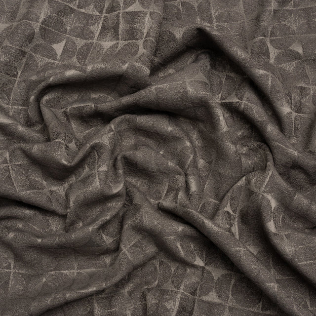 Circles and Slices Recycled Polyester and Cotton Drapery Jacquard - Flint - British Imported