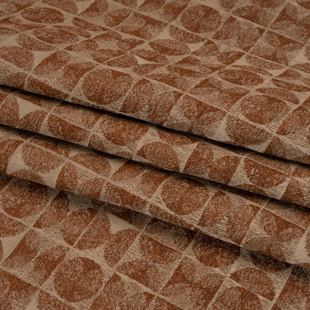 Circles and Slices Recycled Polyester and Cotton Drapery Jacquard - Ginger - British Imported