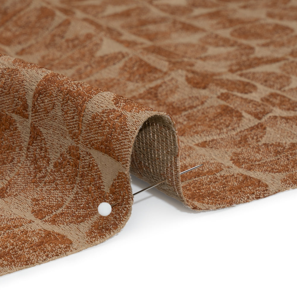 Circles and Slices Recycled Polyester and Cotton Drapery Jacquard - Ginger - British Imported