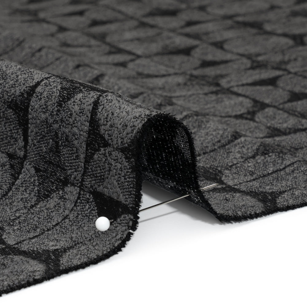 Circles and Slices Recycled Polyester and Cotton Drapery Jacquard - Ink - British Imported