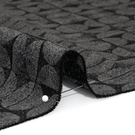 Circles and Slices Recycled Polyester and Cotton Drapery Jacquard - Ink - British Imported